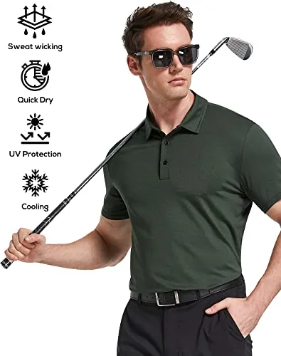TELALEO 4/5 Pack Men's Polo Shirts Quick Dry Short Sleeve Golf T Shirt Performance Moisture Wicking Casual Workout