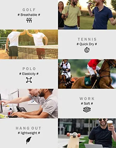TELALEO 4/5 Pack Men's Polo Shirts Quick Dry Short Sleeve Golf T Shirt Performance Moisture Wicking Casual Workout