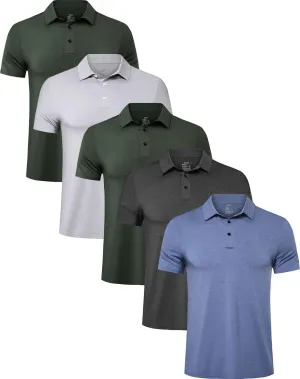 TELALEO 4/5 Pack Men's Polo Shirts Quick Dry Short Sleeve Golf T Shirt Performance Moisture Wicking Casual Workout