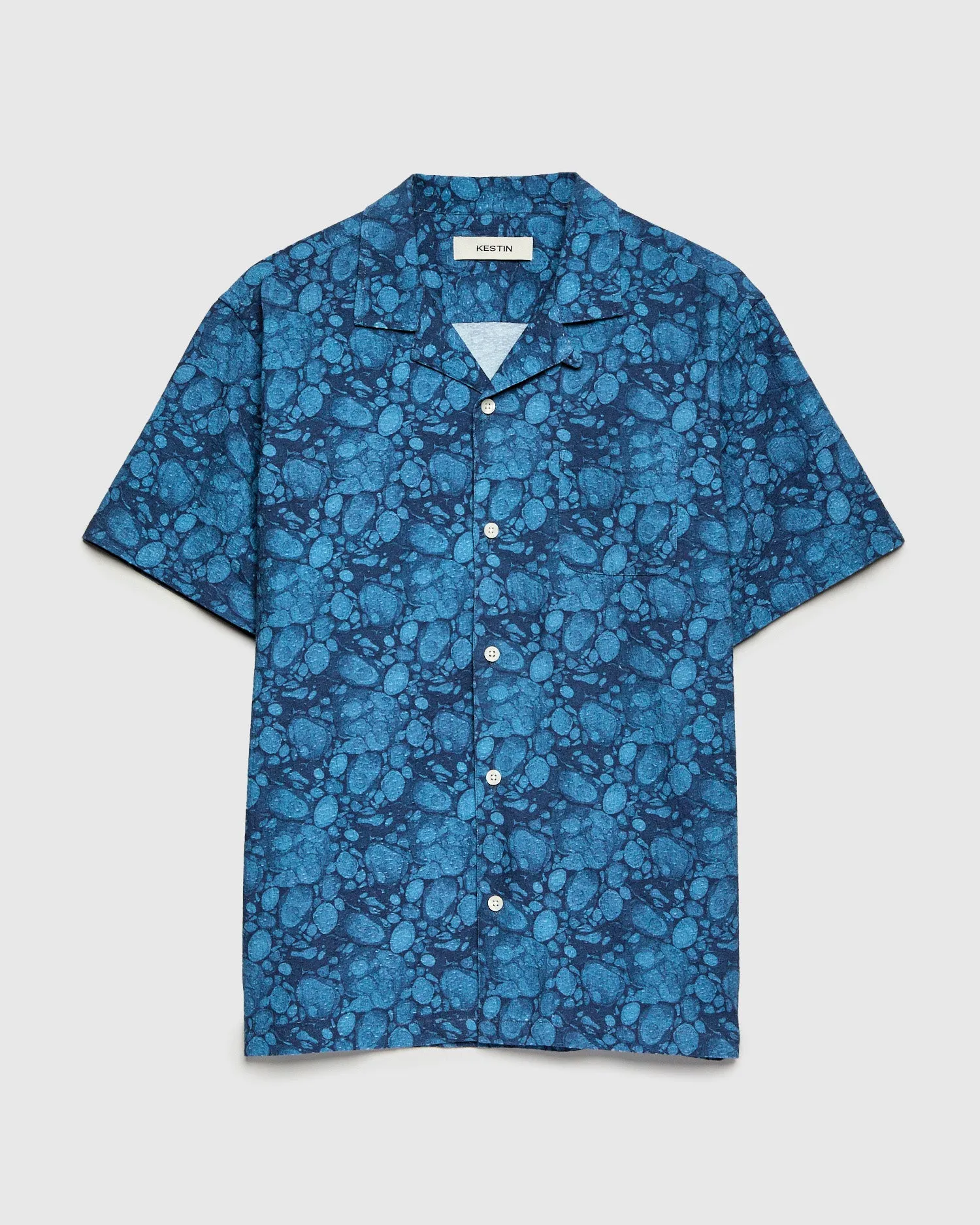 Textured Crammond Shirt in Blue Marble Print