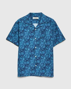 Textured Crammond Shirt in Blue Marble Print