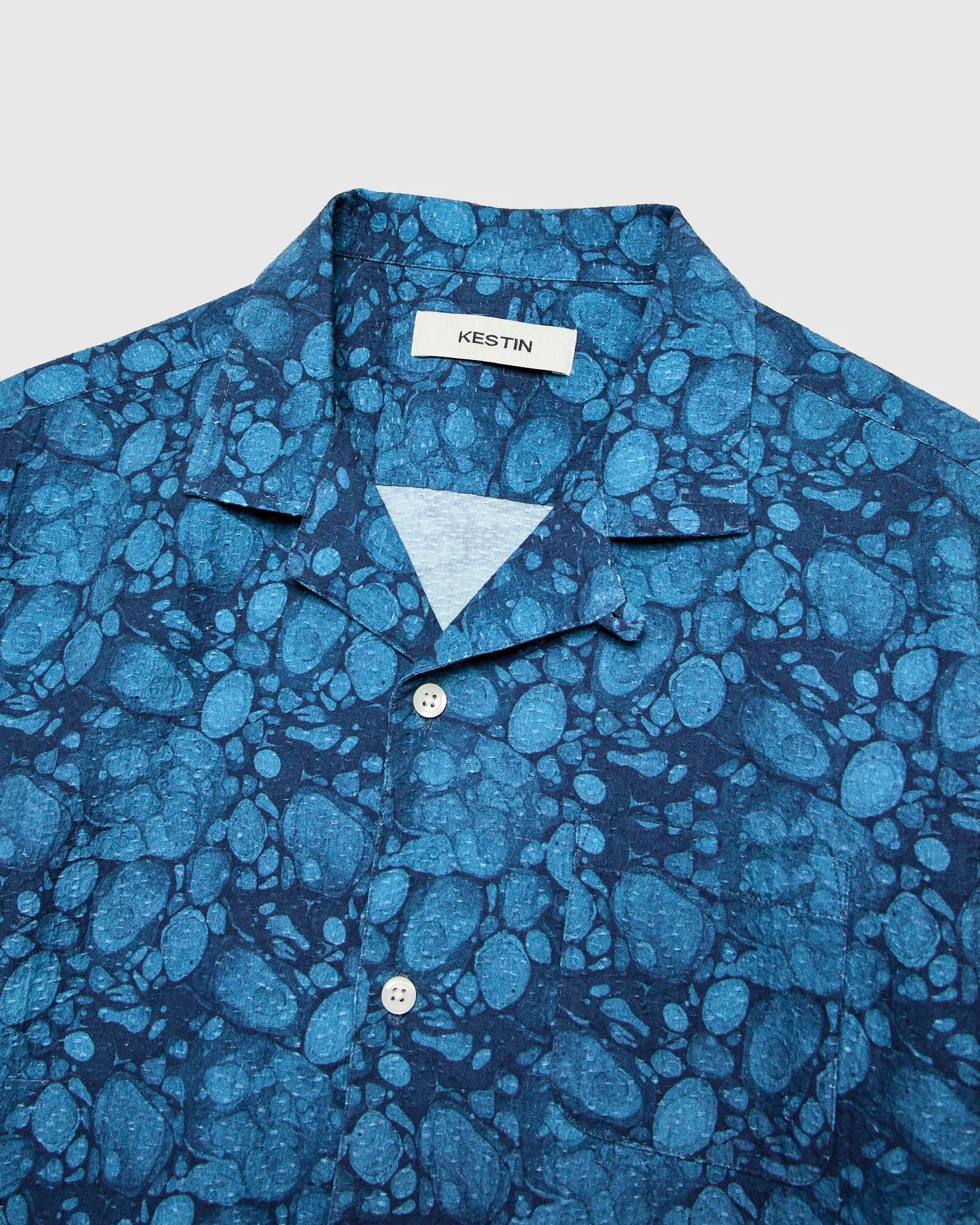Textured Crammond Shirt in Blue Marble Print