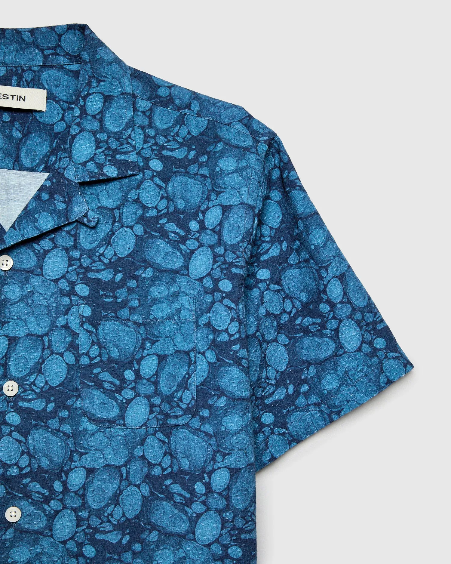 Textured Crammond Shirt in Blue Marble Print