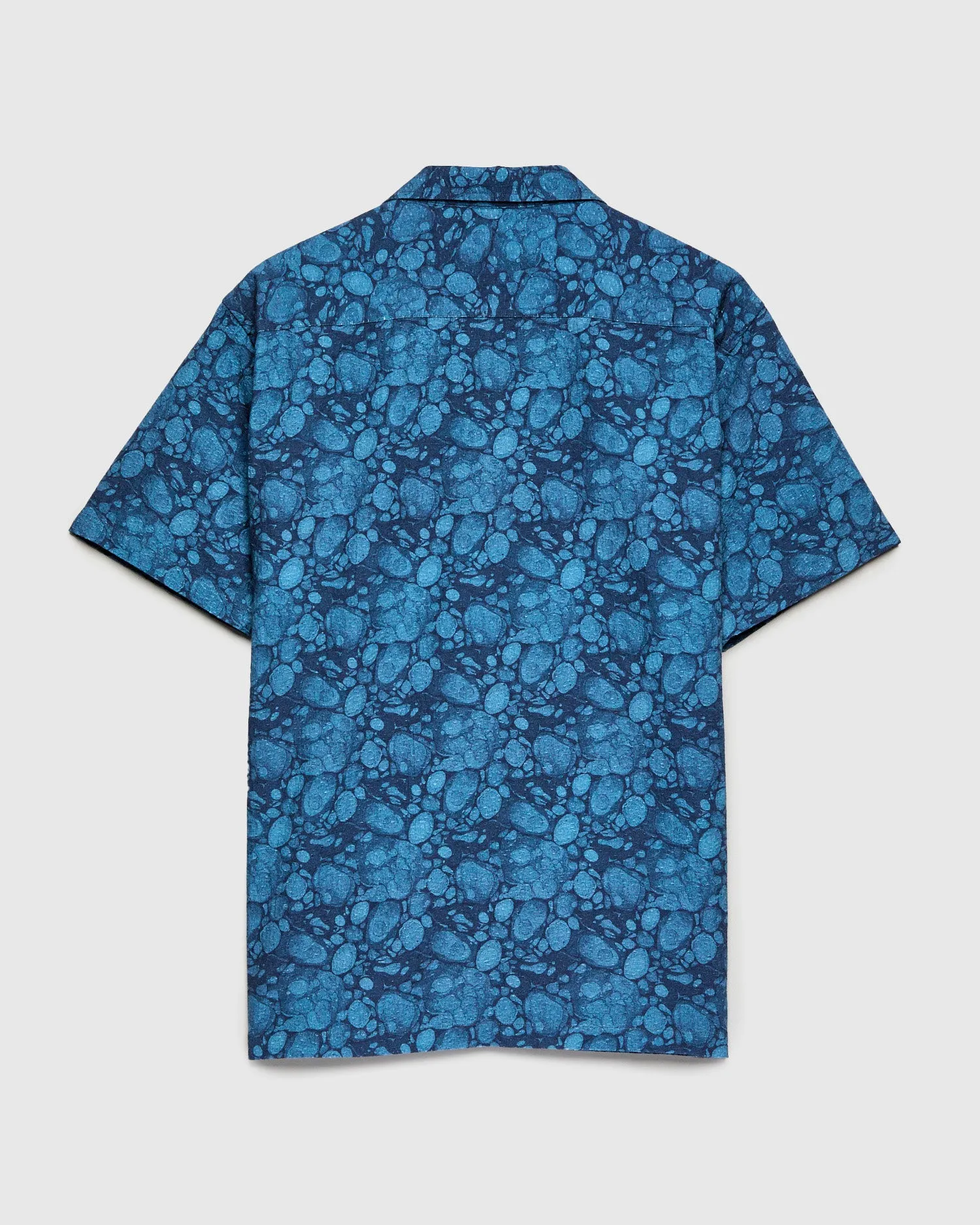 Textured Crammond Shirt in Blue Marble Print