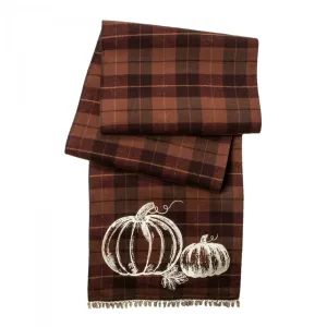 Threshold Harvest Pumpkin Plaid Extended Length Table Runner