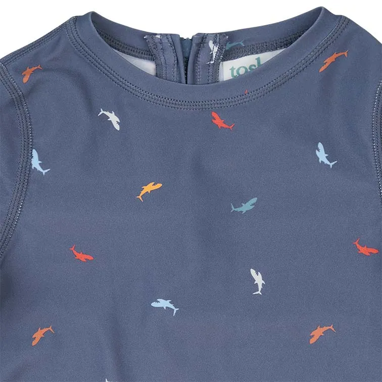 TOSHI SWIM HALF ZIP RASHIE  - BIG BLUE