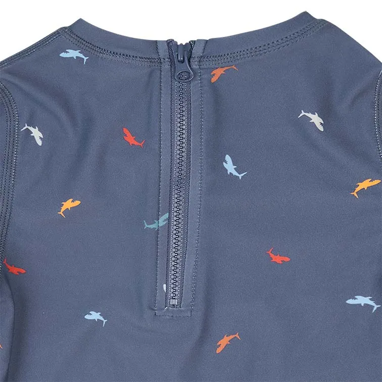 TOSHI SWIM HALF ZIP RASHIE  - BIG BLUE
