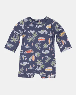 Toshi Swim Long Sleeve Onesie - Surf Twilight