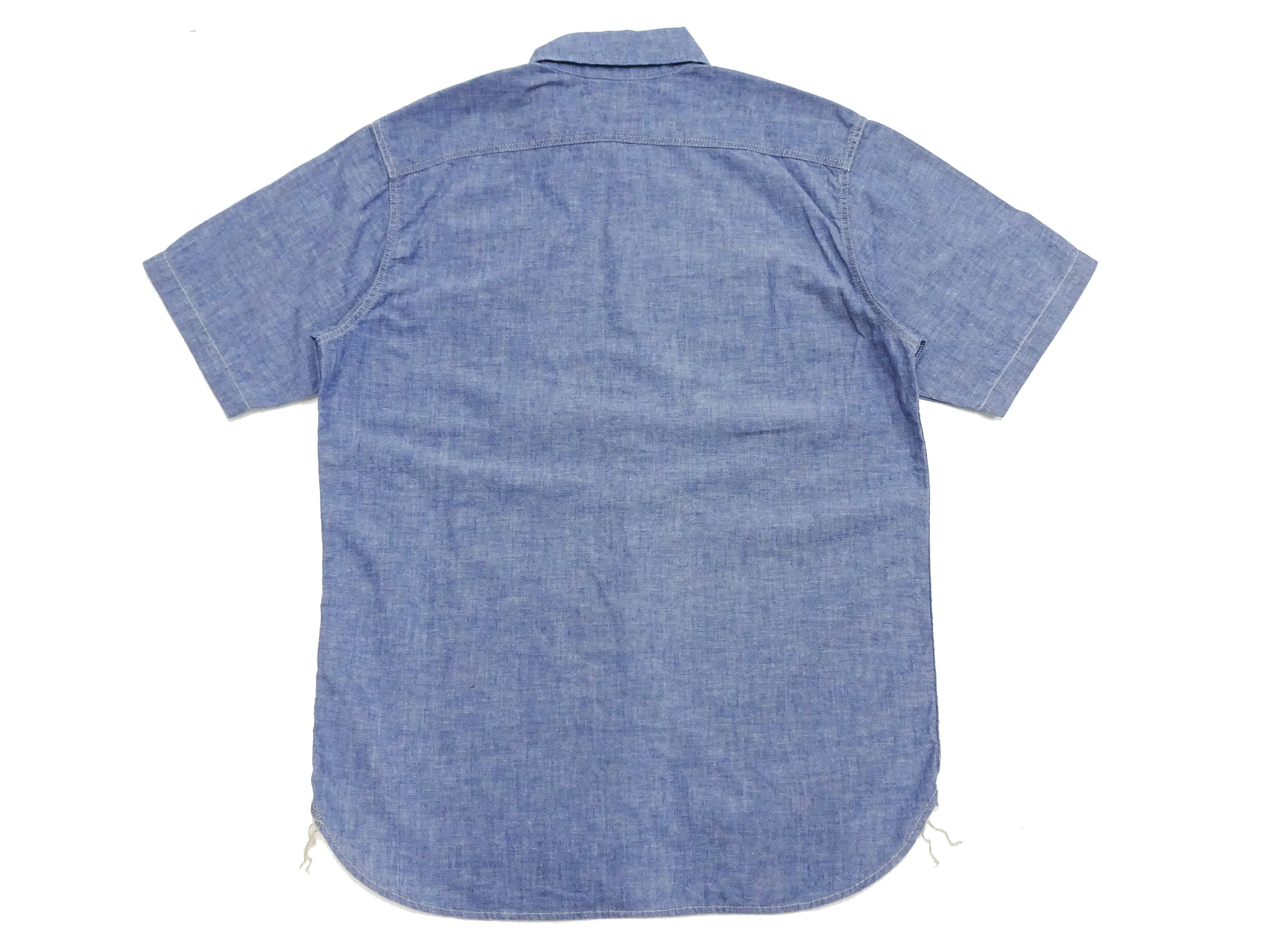 TOYS McCOY Men's Short-Sleeve Blue Chambray Shirt - Classic U.S. Navy Utility Shirt Style Work Shirt TMS2507