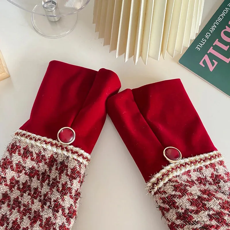 Tweed Plaid Skirt Sets