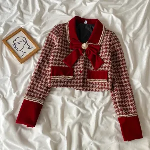 Tweed Plaid Skirt Sets