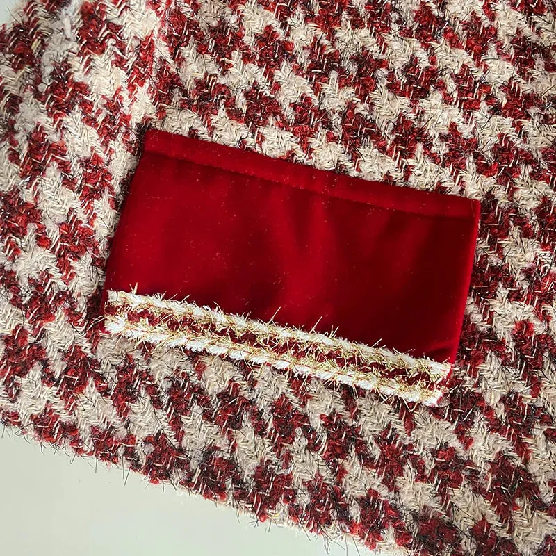 Tweed Plaid Skirt Sets
