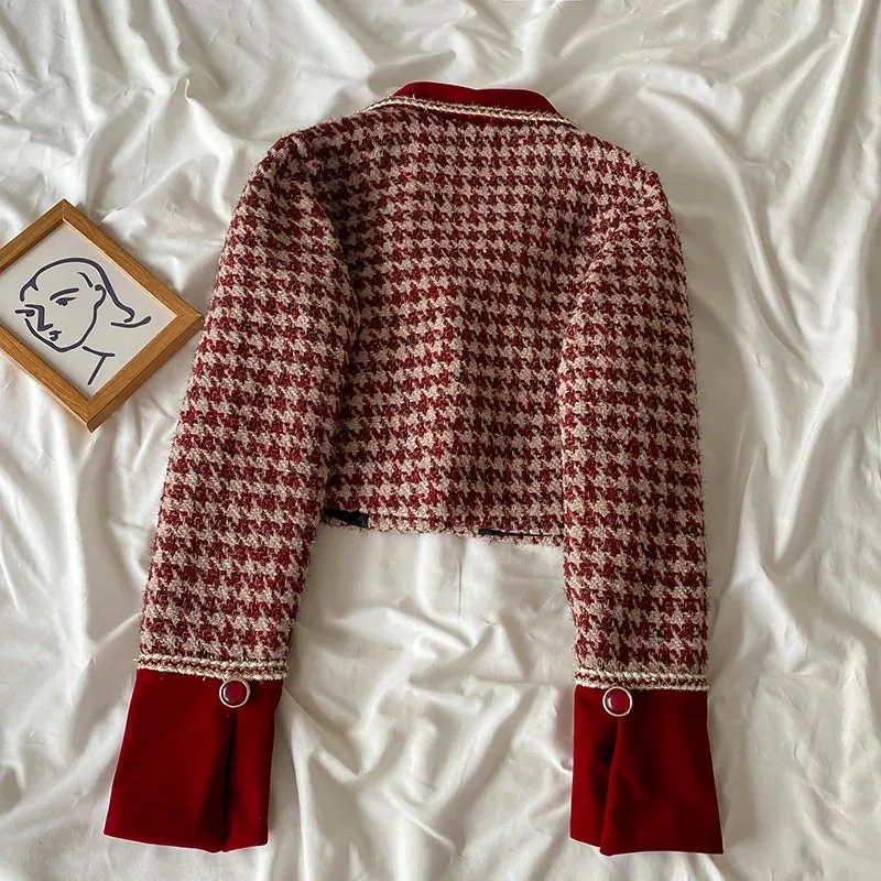 Tweed Plaid Skirt Sets