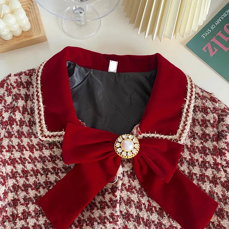 Tweed Plaid Skirt Sets