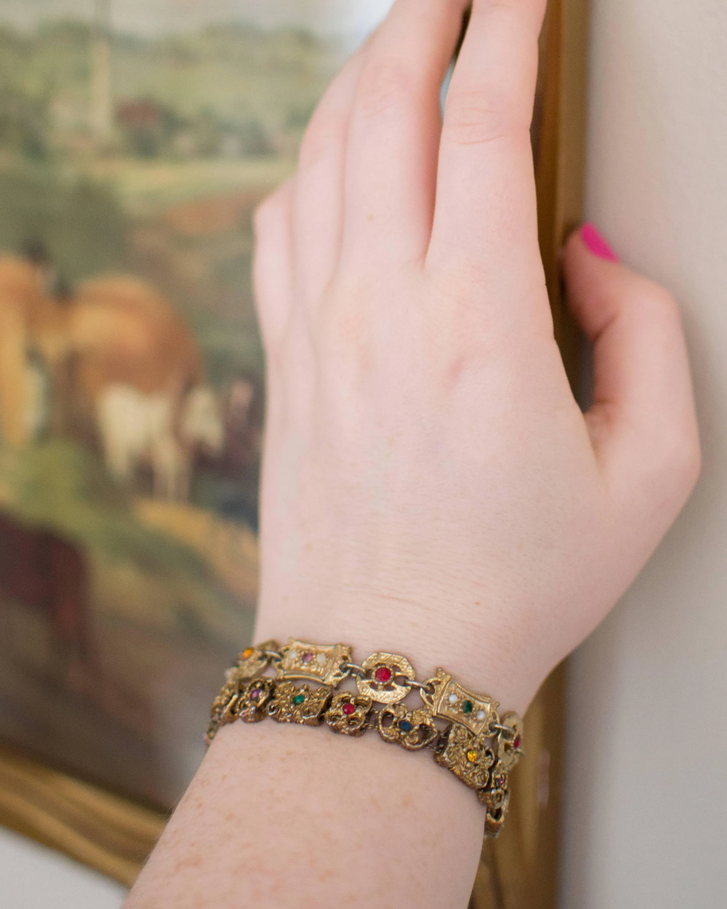 Victorian Slide Inspired Panel Link Bracelet