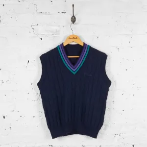 Vintage Fila Cable Knit Sweater Vest - Navy/Purple/Green - M