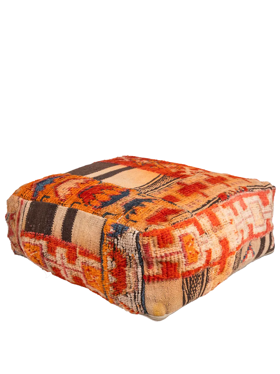 Vintage Glaoui Pouf - Symboic Striped