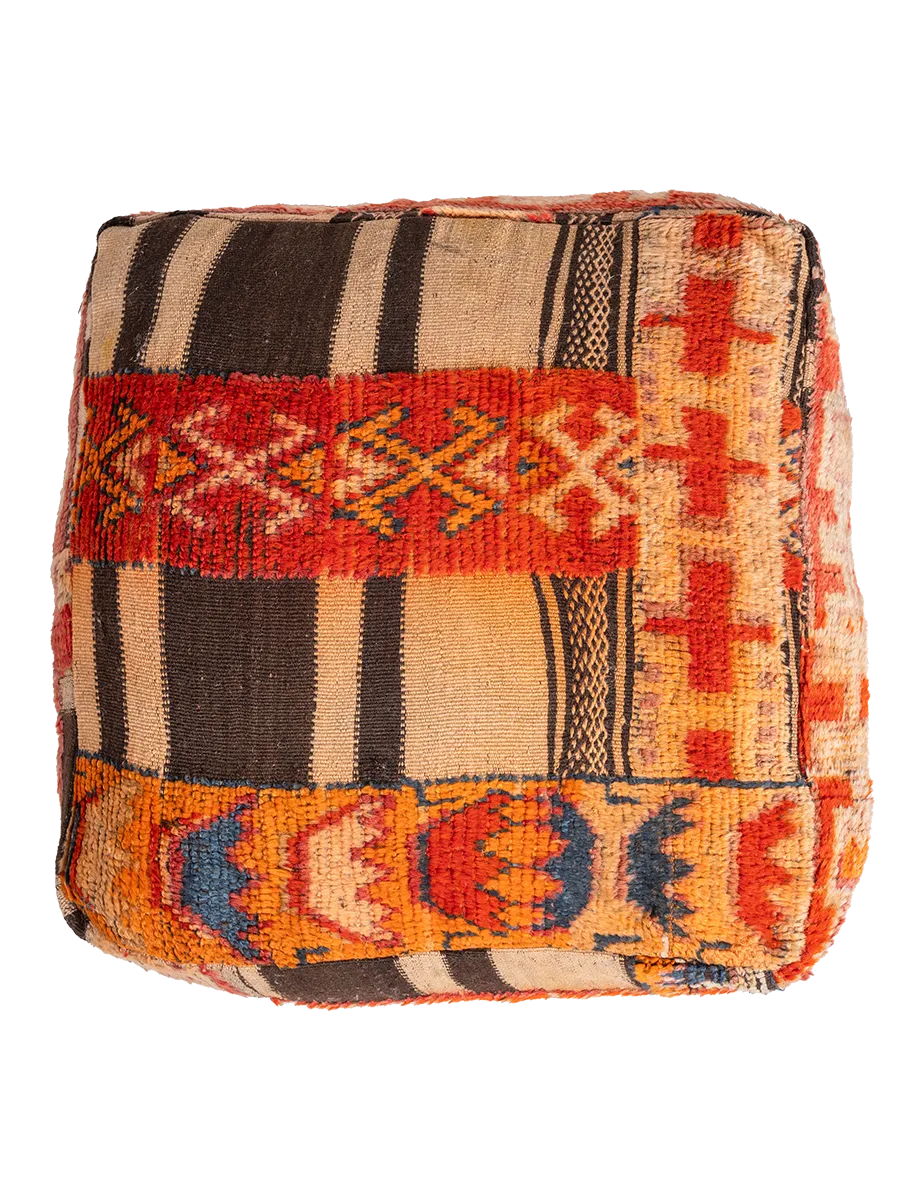Vintage Glaoui Pouf - Symboic Striped