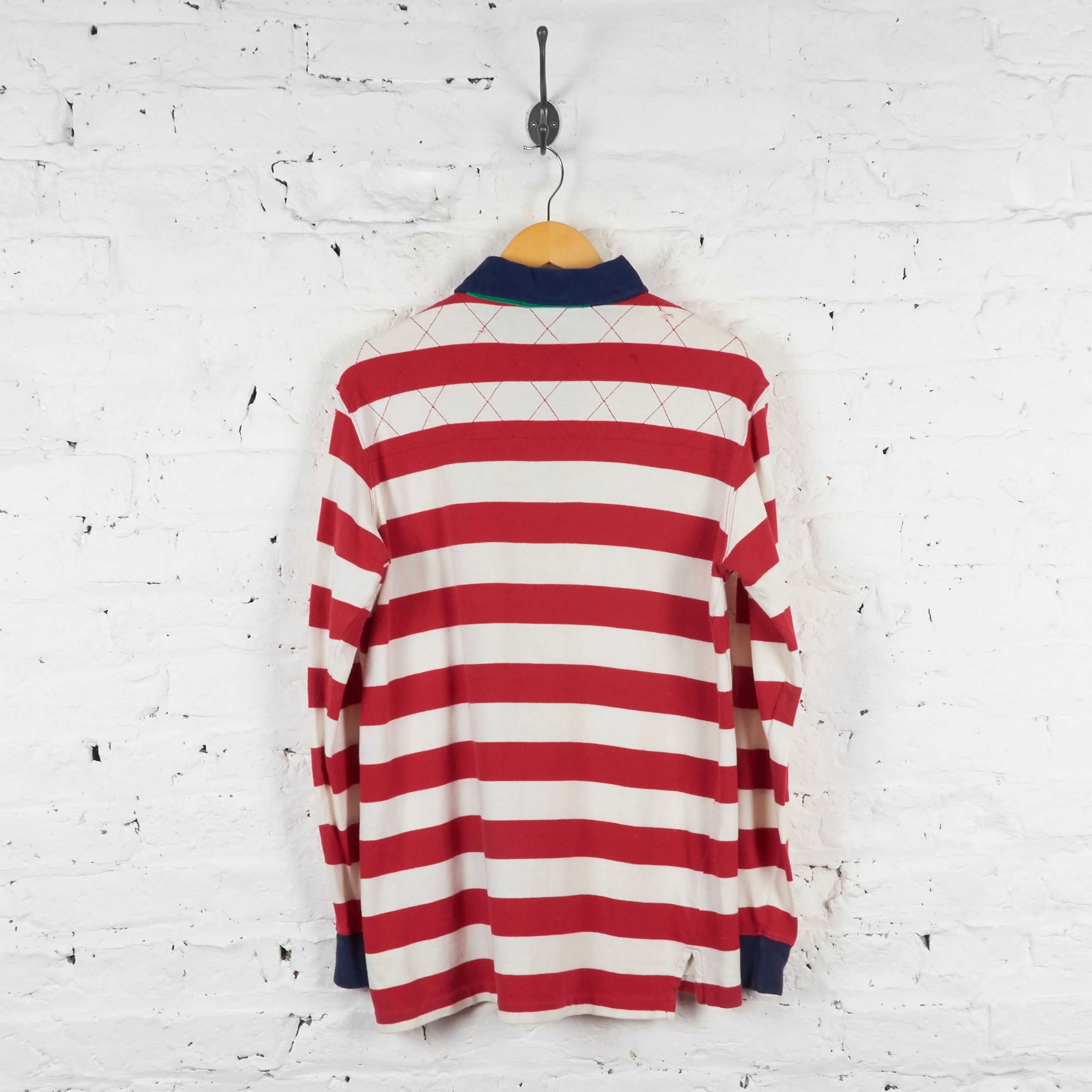 Vintage Ralph Lauren Long Sleeve Polo Shirt - Red/White - S