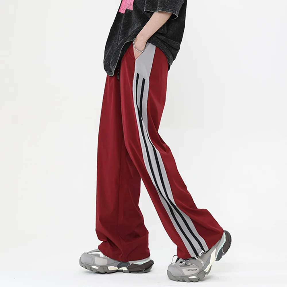 vintage Striped Wide Leg Drape Sweatpants