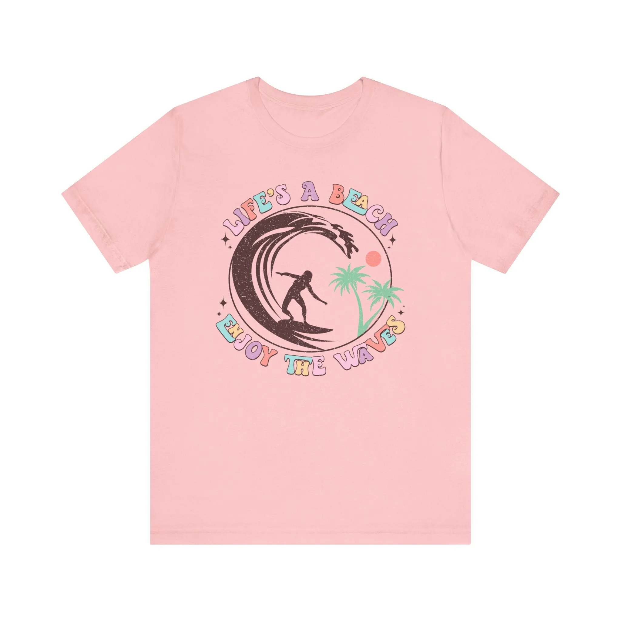 Vintage Surfing T-Shirt, Life's A Beach Enjoy the Waves Graphic Tee, Tropical Surf Shirt, Summer Beachwear, Retro Surfer Top
