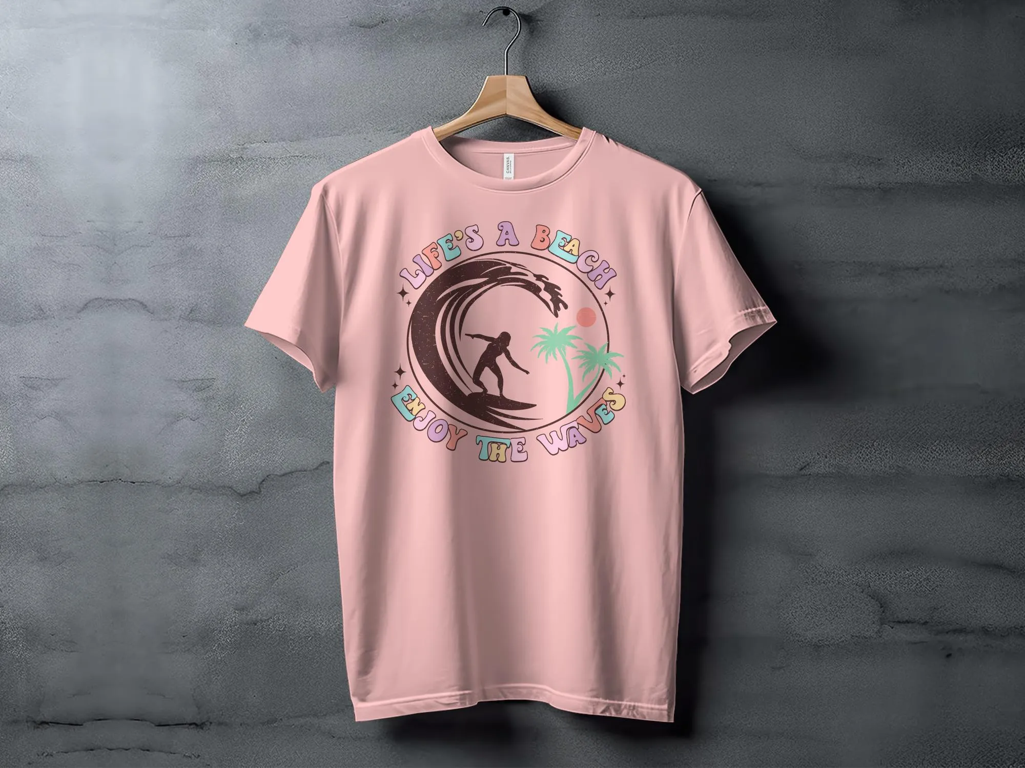 Vintage Surfing T-Shirt, Life's A Beach Enjoy the Waves Graphic Tee, Tropical Surf Shirt, Summer Beachwear, Retro Surfer Top