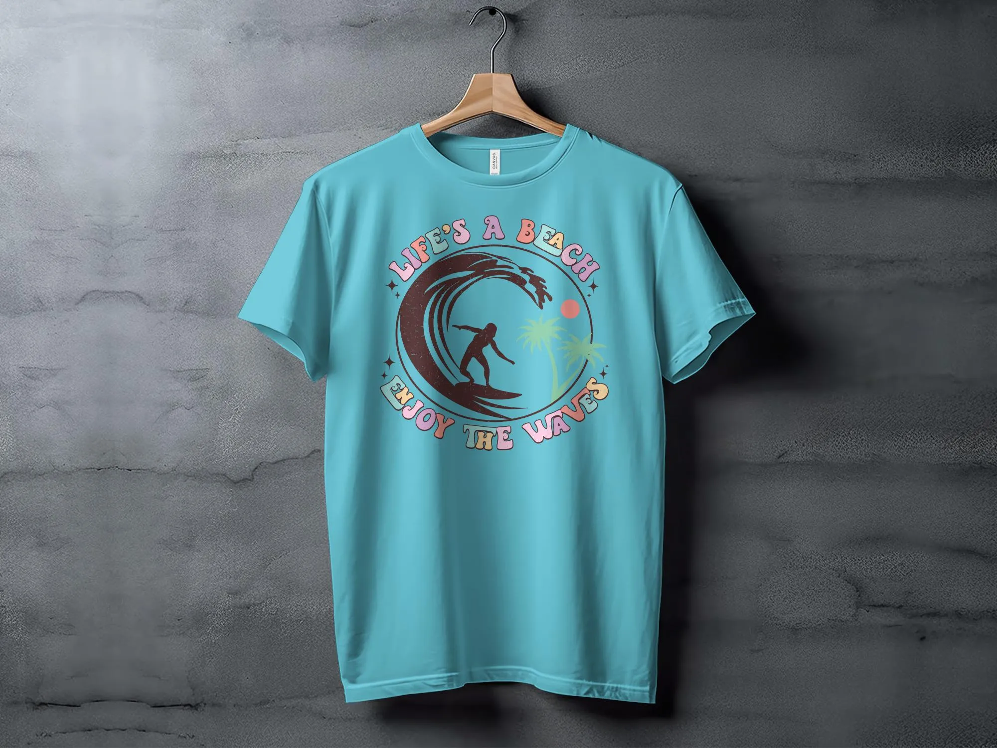 Vintage Surfing T-Shirt, Life's A Beach Enjoy the Waves Graphic Tee, Tropical Surf Shirt, Summer Beachwear, Retro Surfer Top
