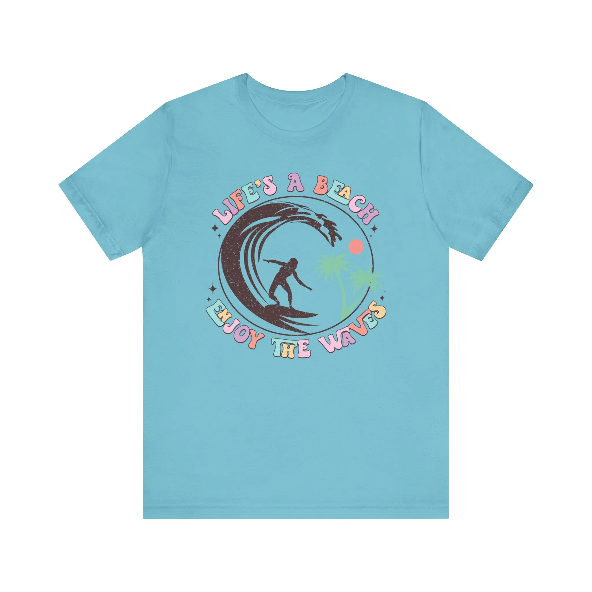 Vintage Surfing T-Shirt, Life's A Beach Enjoy the Waves Graphic Tee, Tropical Surf Shirt, Summer Beachwear, Retro Surfer Top