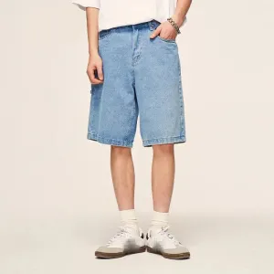 Vintage Washed Straight Leg Denim Shorts