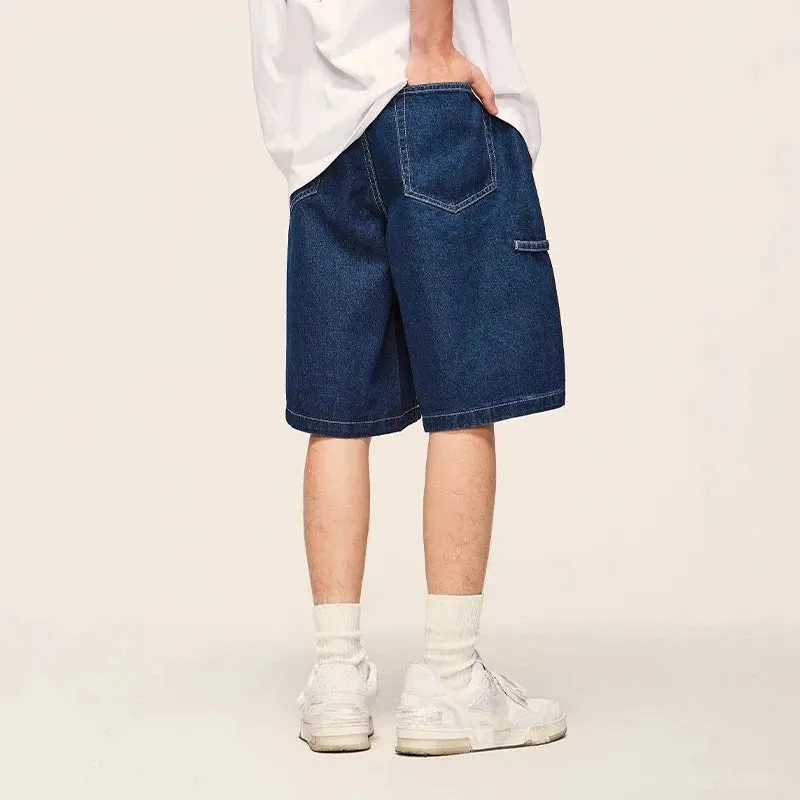 Vintage Washed Straight Leg Denim Shorts