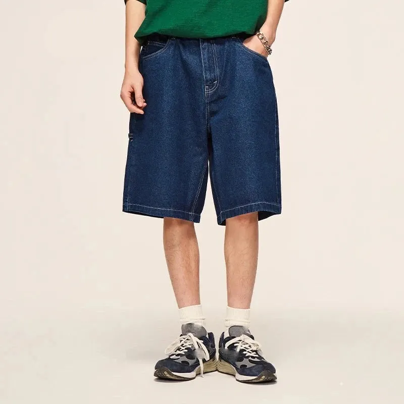 Vintage Washed Straight Leg Denim Shorts
