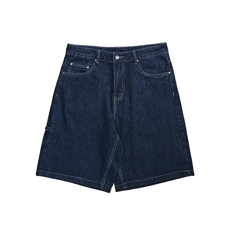 Vintage Washed Straight Leg Denim Shorts