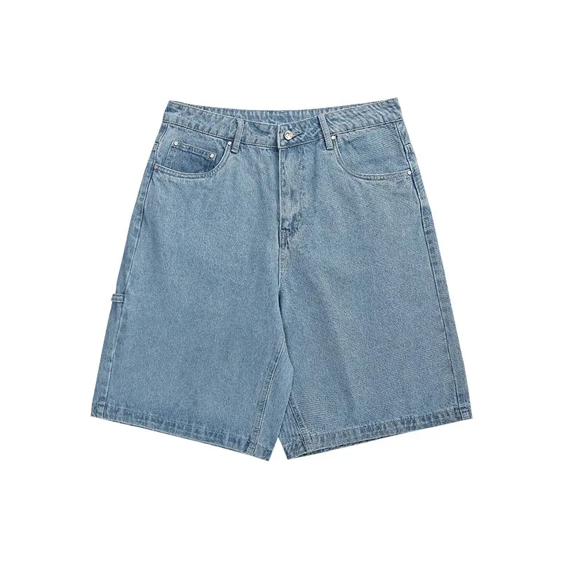 Vintage Washed Straight Leg Denim Shorts