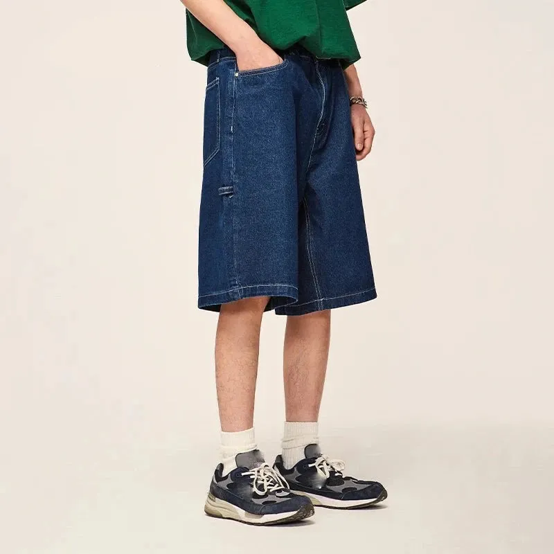 Vintage Washed Straight Leg Denim Shorts