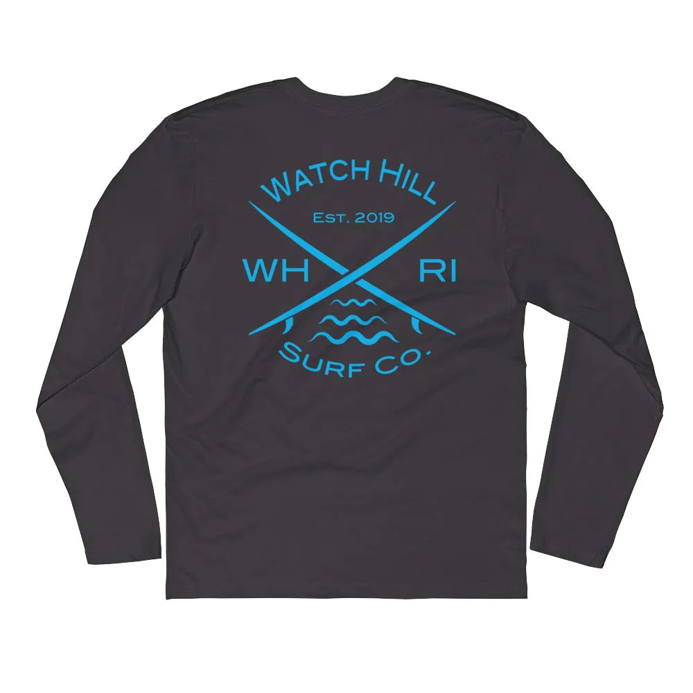 Watch Hill 'Surf Co.’ Premium Long Sleeve Fitted Crew (Cyan)