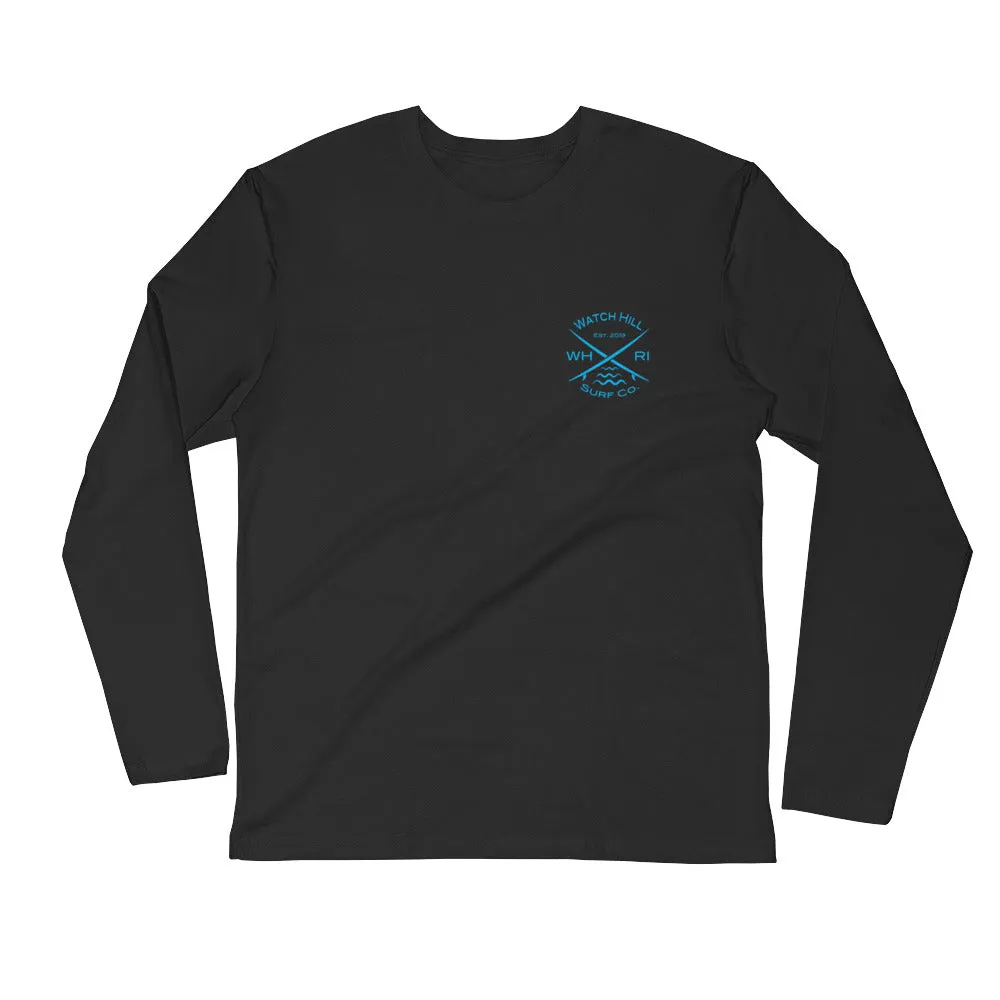 Watch Hill 'Surf Co.’ Premium Long Sleeve Fitted Crew (Cyan)