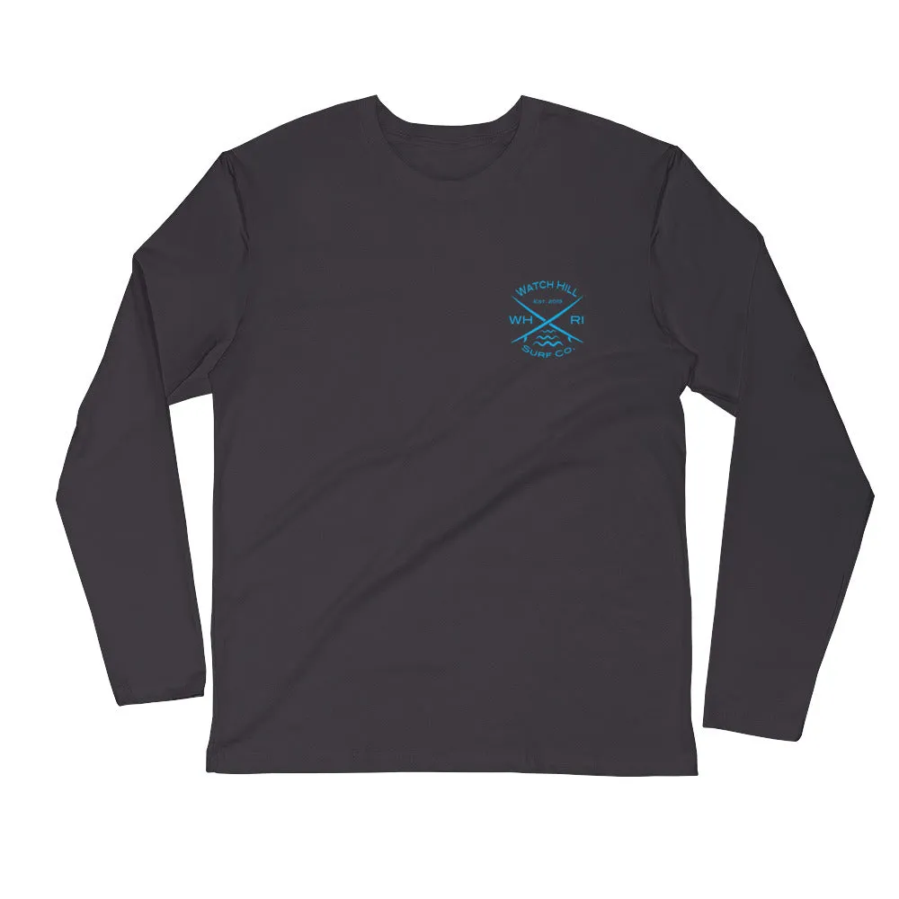 Watch Hill 'Surf Co.’ Premium Long Sleeve Fitted Crew (Cyan)