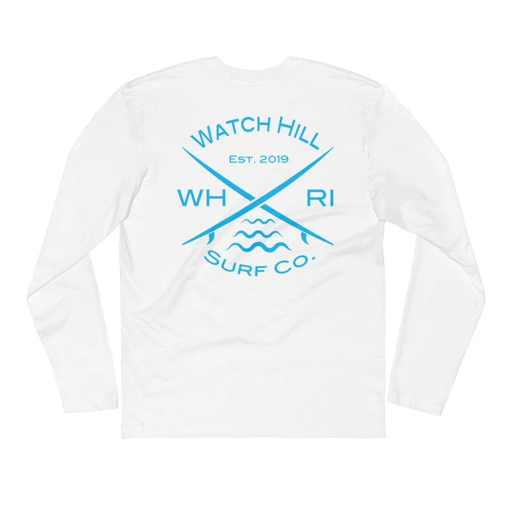 Watch Hill 'Surf Co.’ Premium Long Sleeve Fitted Crew (Cyan)