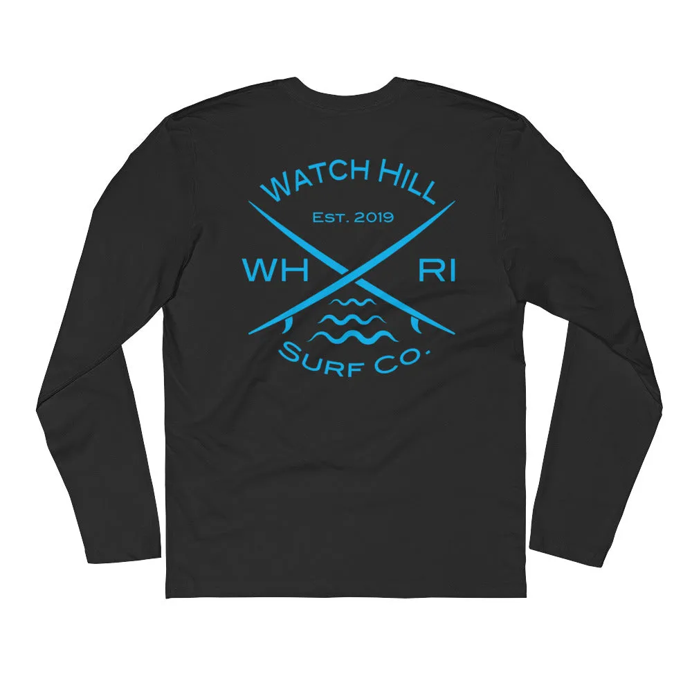 Watch Hill 'Surf Co.’ Premium Long Sleeve Fitted Crew (Cyan)
