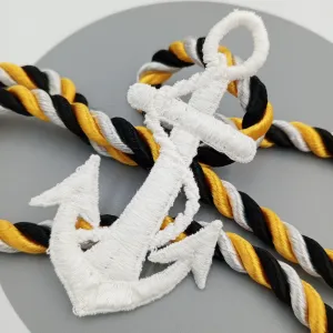 White Anchor Decorative Patch Nautical Embroidered Retro Vintage Classic Sailor Anchor Applique Motif Embroidery for Embellishments