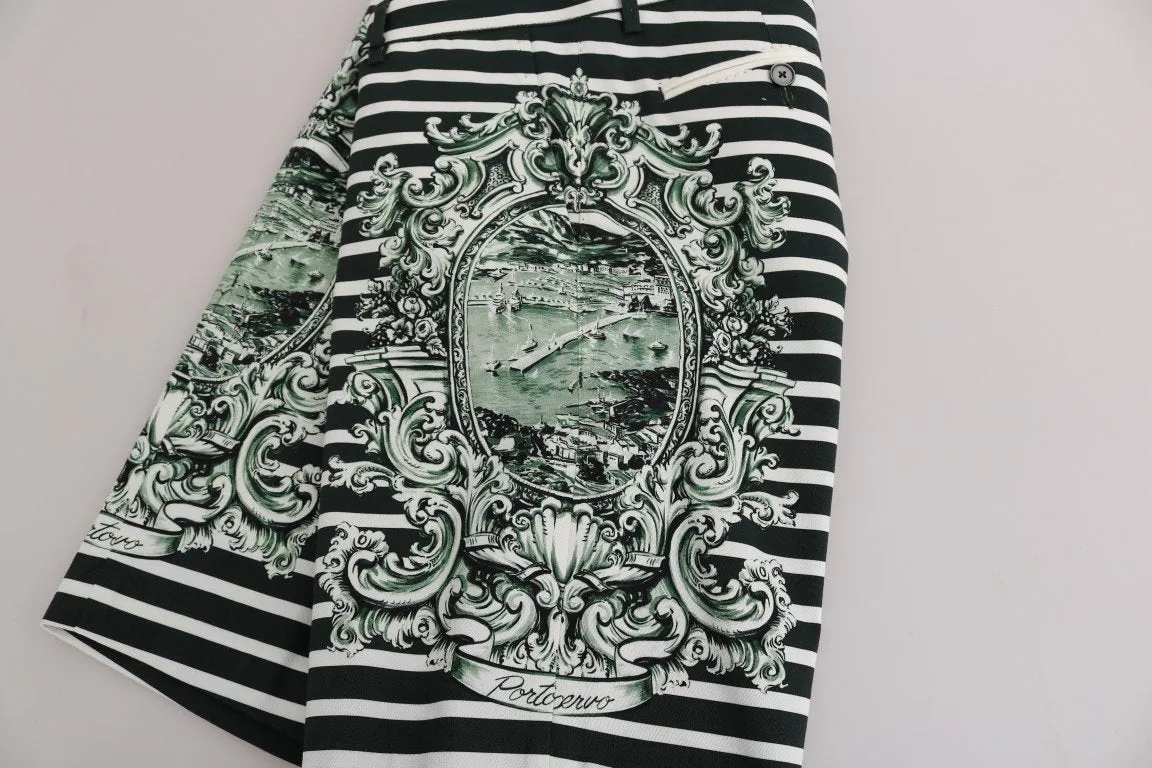 White Green Striped Porto Cervo Shorts