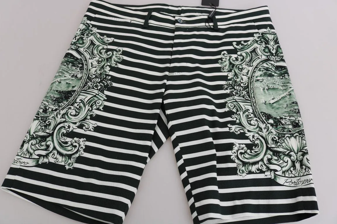 White Green Striped Porto Cervo Shorts