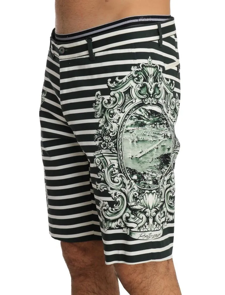 White Green Striped Porto Cervo Shorts