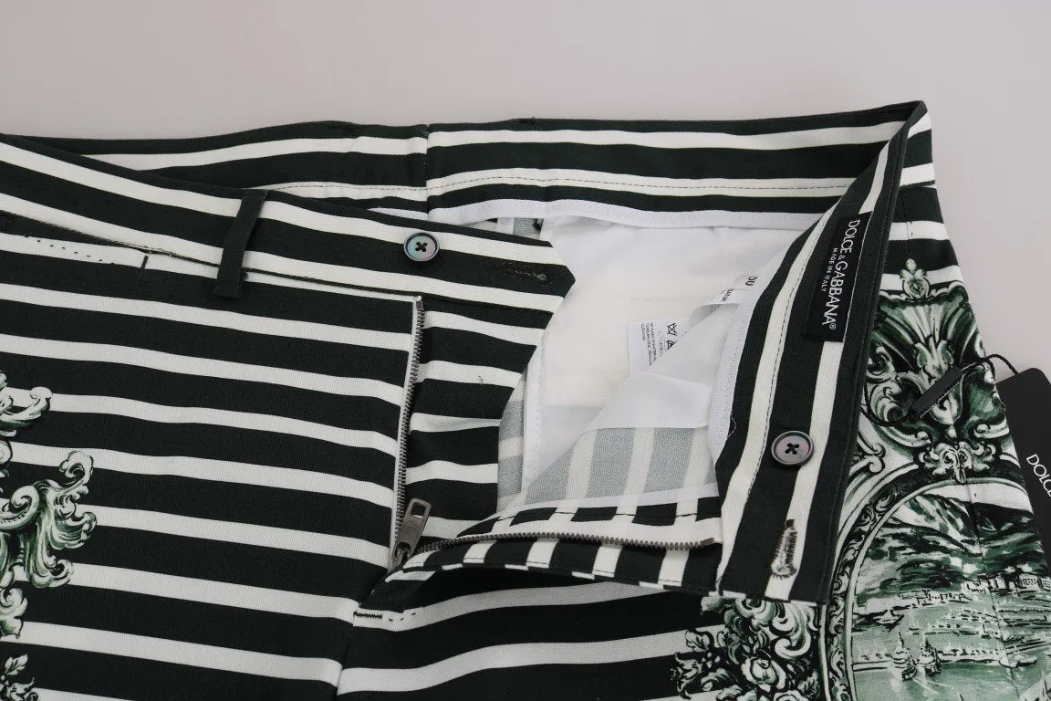 White Green Striped Porto Cervo Shorts