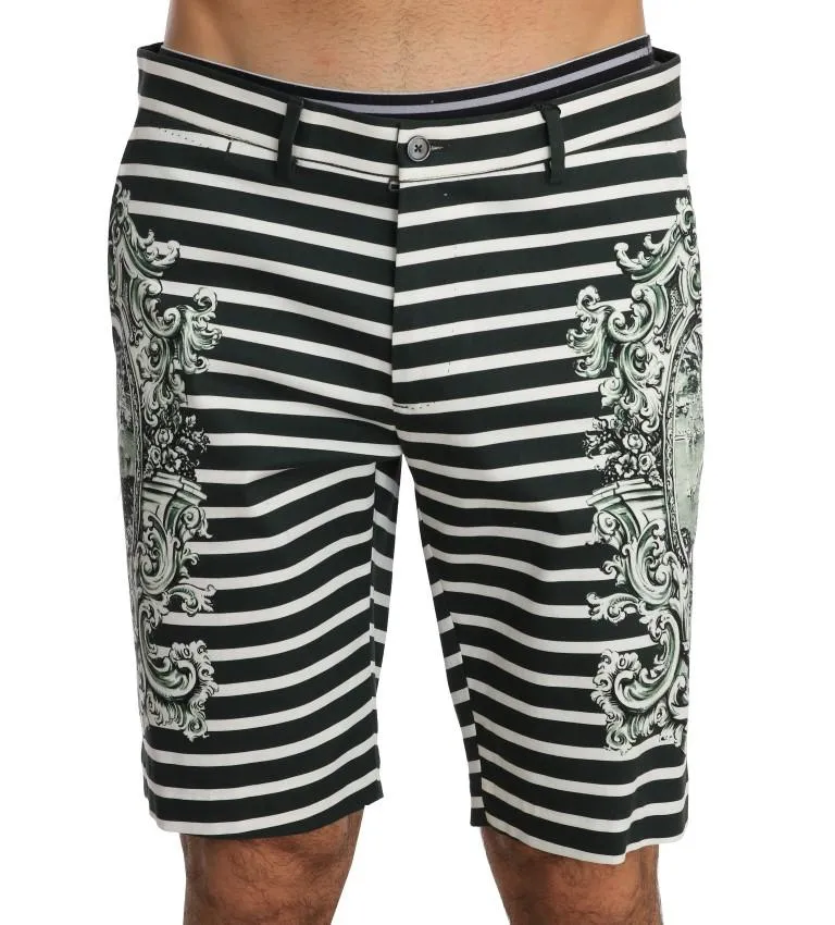 White Green Striped Porto Cervo Shorts