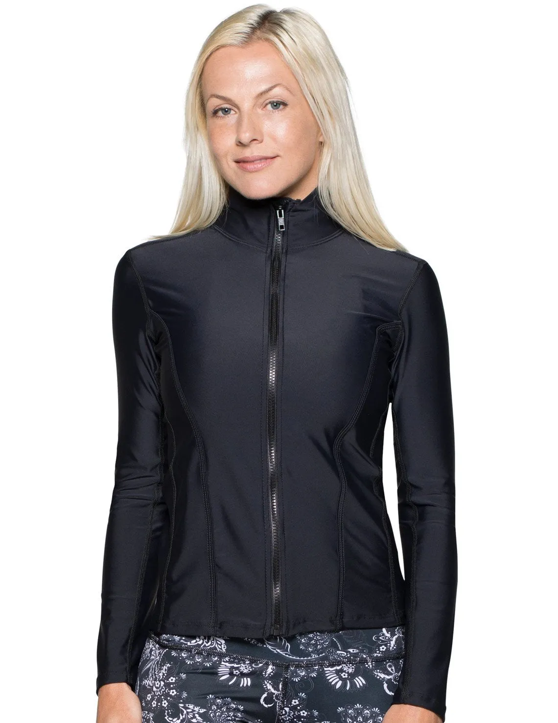Women's Long Sleeve Zip Swim Jacket (Regular & Plus Size) - Navy