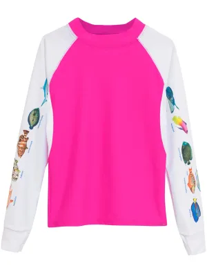 Women's Snorkel Caribbean Fish ID Rash Guard - Fuchsia