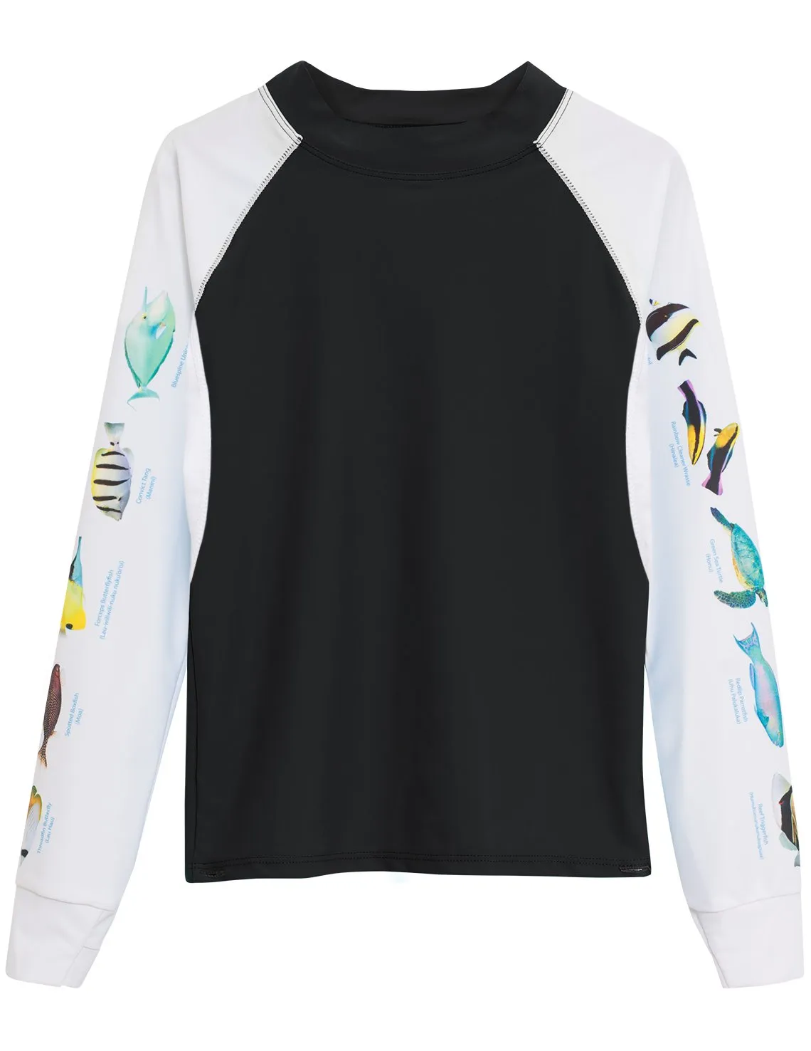 Women's Snorkel Hawaii Fish ID Rash Guard - Black