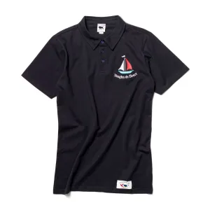 Women's - Voilier - Navy Blue Sailboat French 3 Button Polo