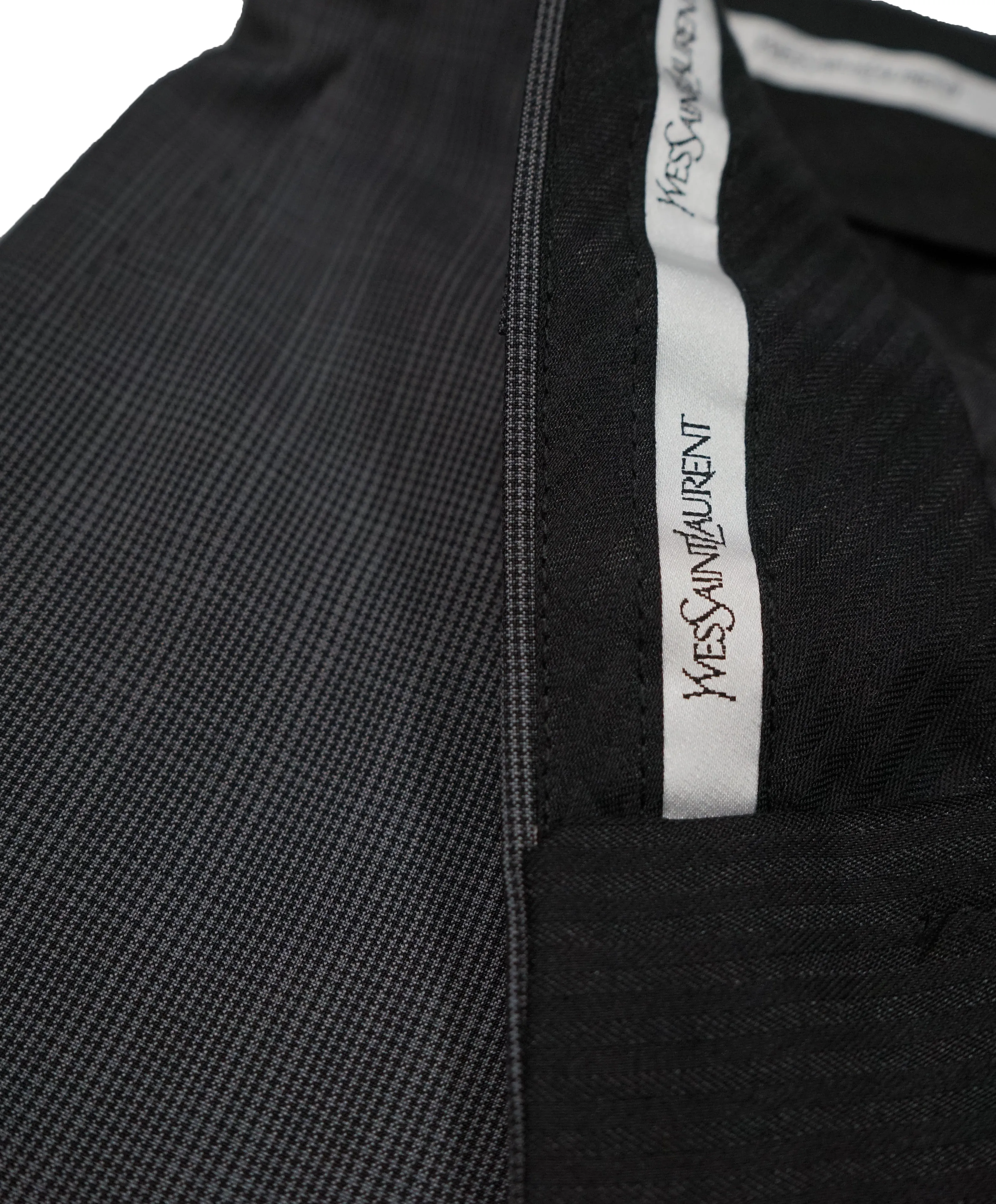 YVES SAINT LAURENT - Gray Bold Check Wool Super 120’s Dress Pants  - 33W